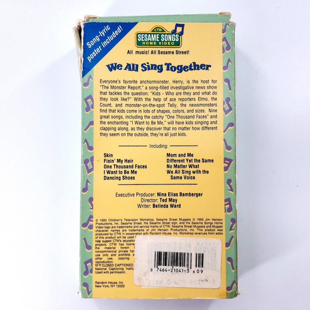 Sesame Street Home Video We All Sing Together VHS No Lyric Poster - Picture 7 of 16
